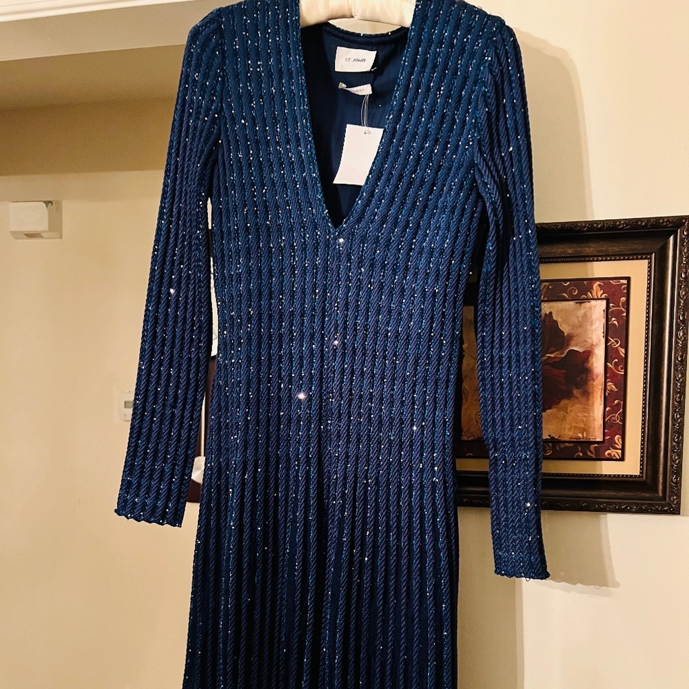 St. John Couture Knit Sequin  Sweater Dress